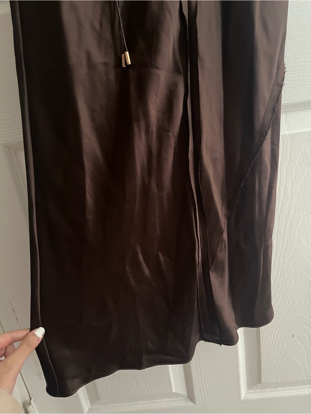 Retrofete Brown Satin Halter Maxi Dress - Picture 6 of 9
